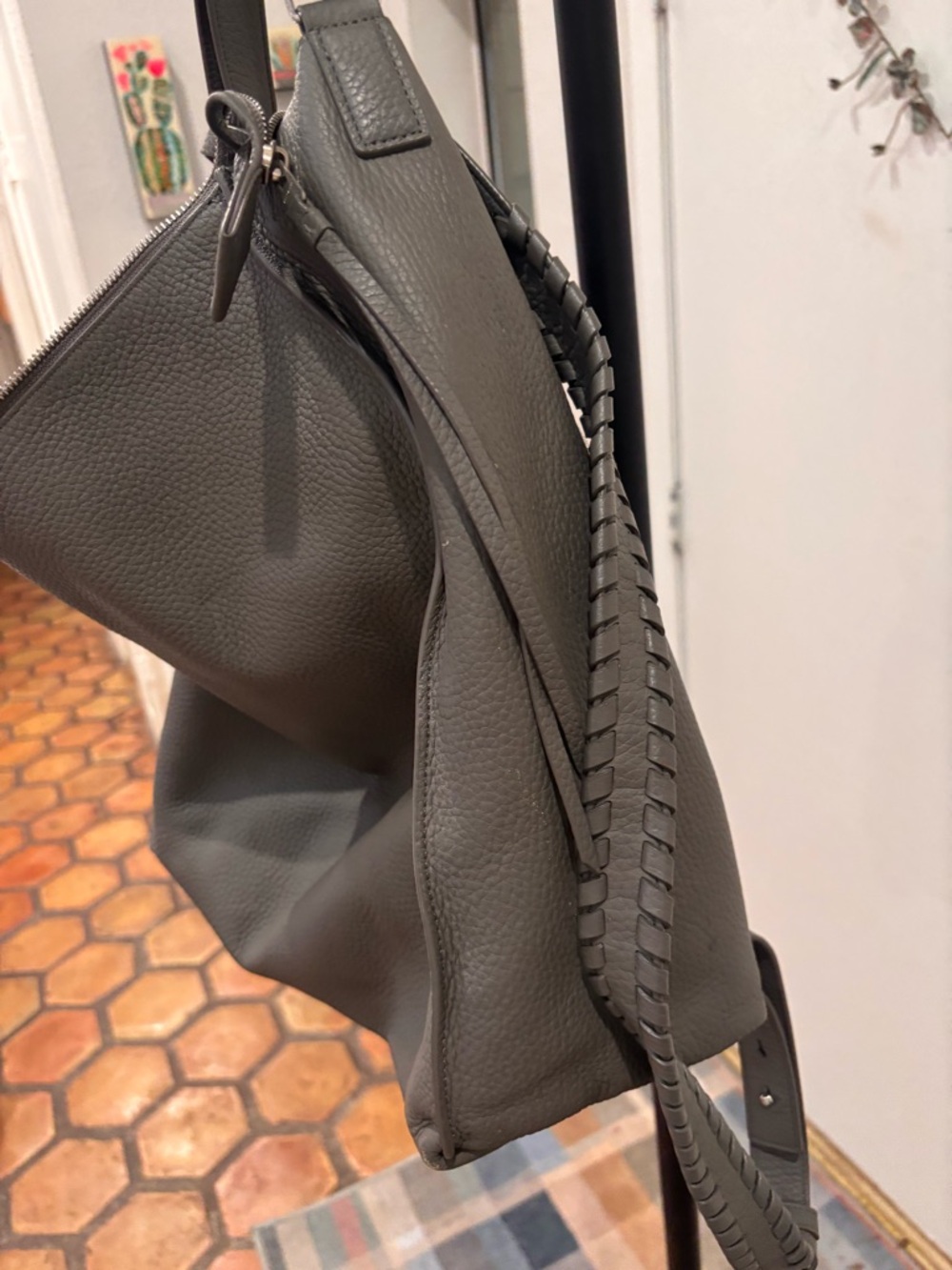 AllSaints Taupe Leather Convertible Backpack Tote - Picture 9 of 13